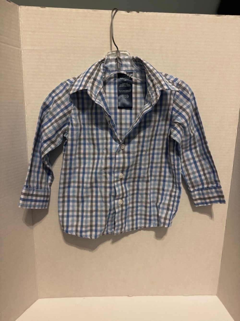 Nautica Boys' Blue Plaid Button-Up Shirt Size 18M